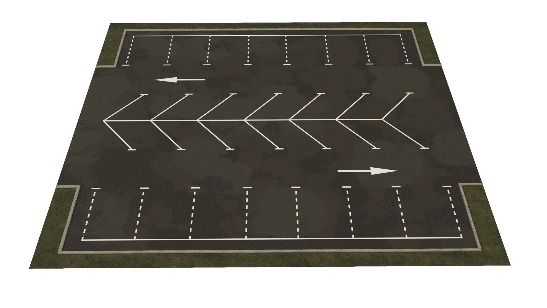Empty Street Car Parking 26 Spaces New 3D model preview