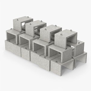 3D Stack Of Concrete Blocks model