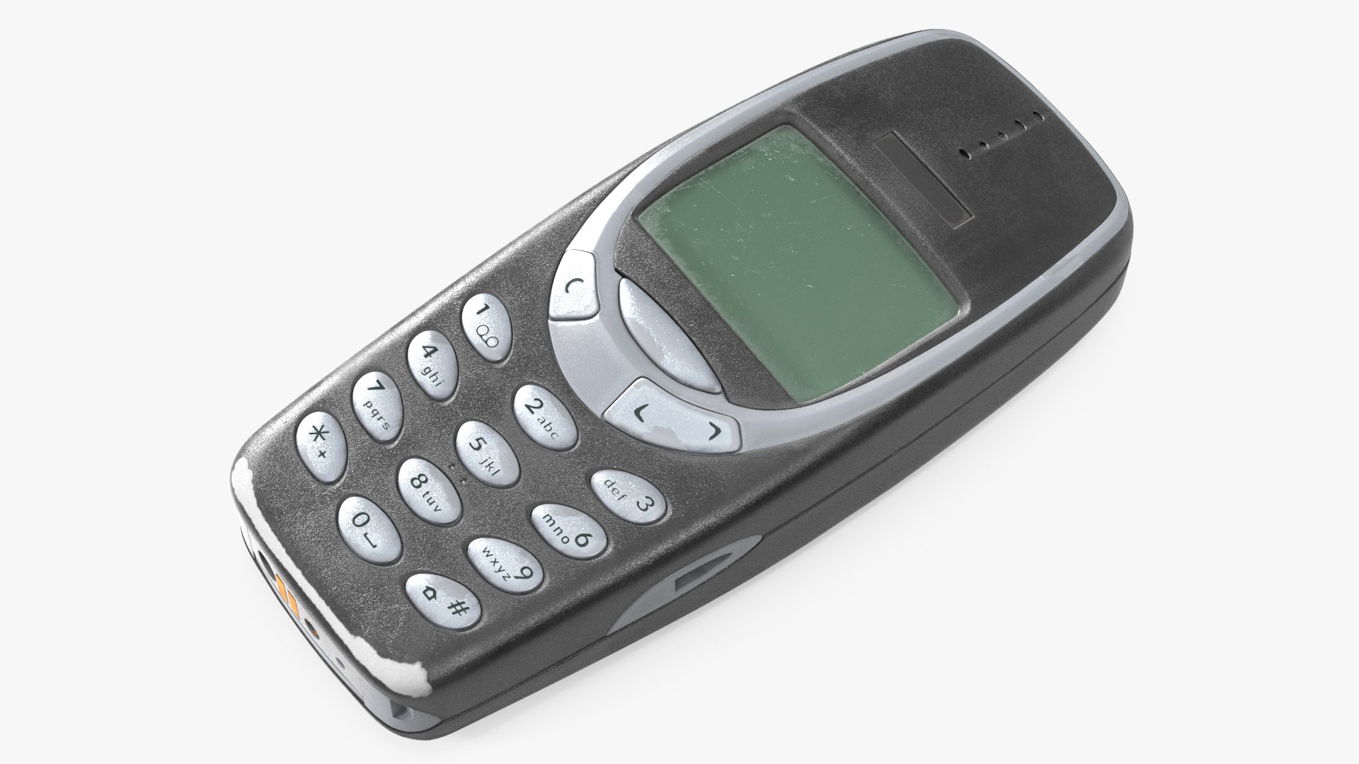 Worn Retro Phone Black Switched Off 3D model preview