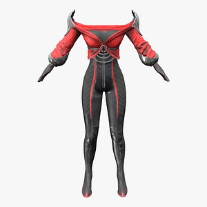 Crimson Black Warrior Armour Bodysuit 3D model