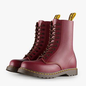 leather red boots 3d model
