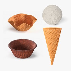 Empty Waffle Bowls with Ice Cream Collection