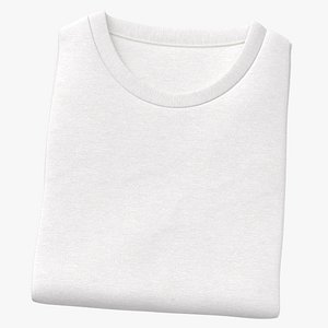 3D model T Shirt Folded Male Crew Neck White Blank and Branded Heather