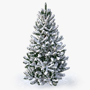 3d model of snowy pine tree