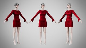 3D Dress 51 Crimson Velvet