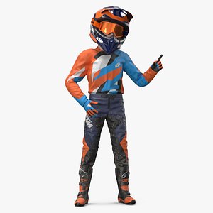 KTM Child Off Road Bike Rider Covered Mud Rigged for Maya 3D model
