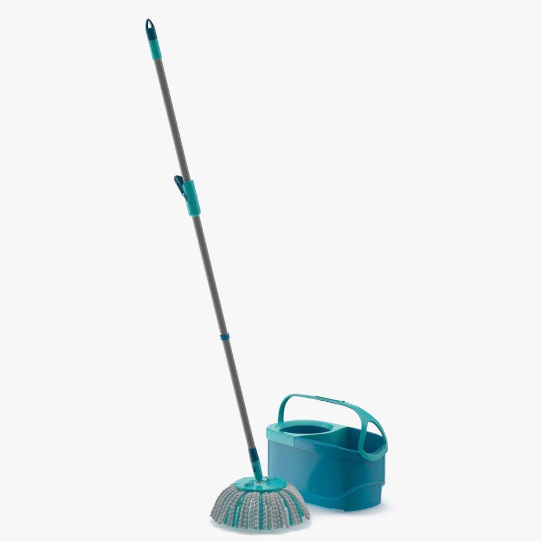 Twist Mop with Bucket Turquoise 3D model preview