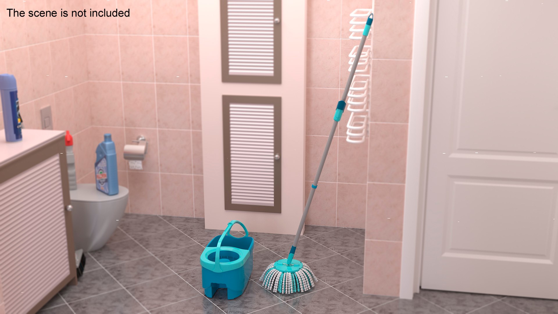Twist Mop With Bucket Turquoise 3D Model - TurboSquid 2147240