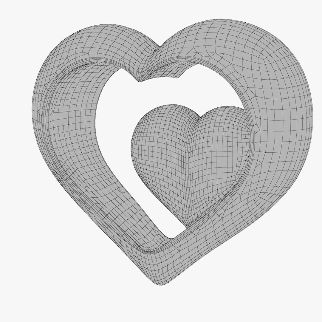 3d model heart glass red