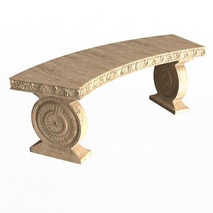 3D Stone Bench 01 Curved