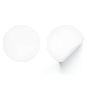 Two White Round Stickers - flat and curled corners glutinous tally 3D model