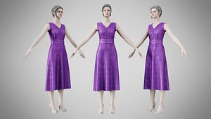 Dress 02 Royal Velvet Purple With Design