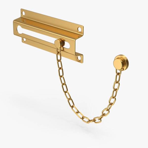 Gold Door Chain And Lock 3D model