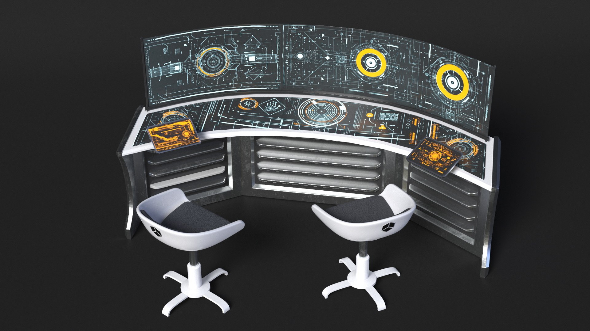 Futuristic Command Center Console With Chair 3D - TurboSquid 2318857