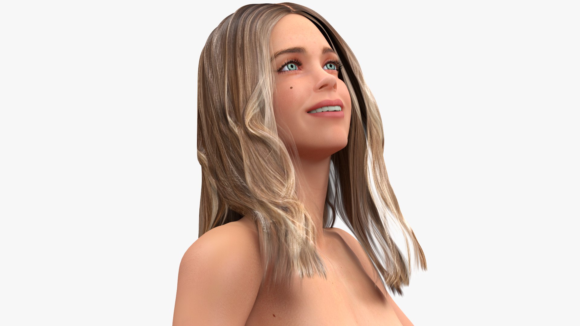 Naked European Woman Rigged for Maya 3D model preview