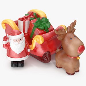 3D santa claus sleigh decorative model