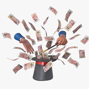 England 50 Pound Magic Hat Money 3D model