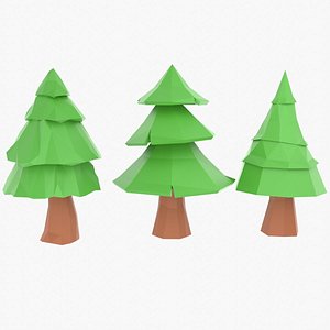3D trees low poly three models tree 6-8 model