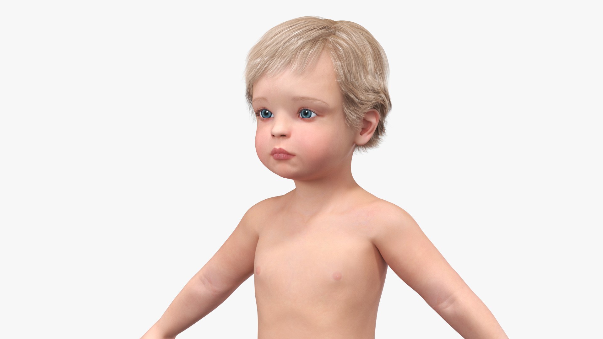 One Year Old Baby A-Pose 3D model preview