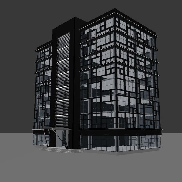 modern office building facade 3d max