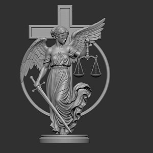 3D sculpture depicts Lady Justice Justitia