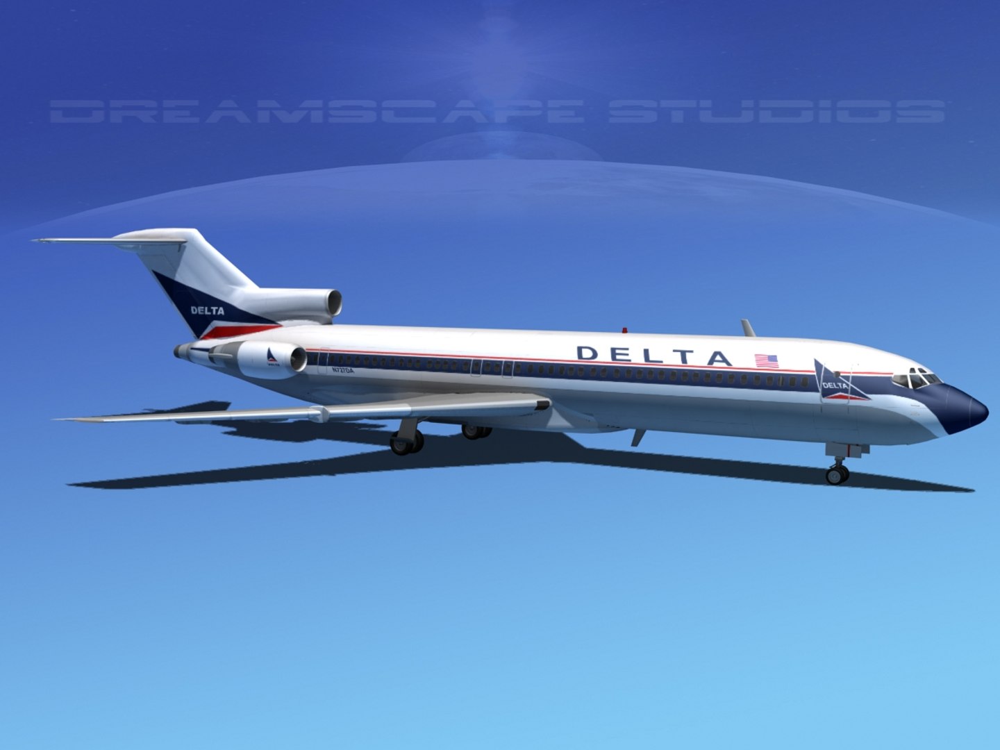 3d Model Airline Boeing 727 727-200