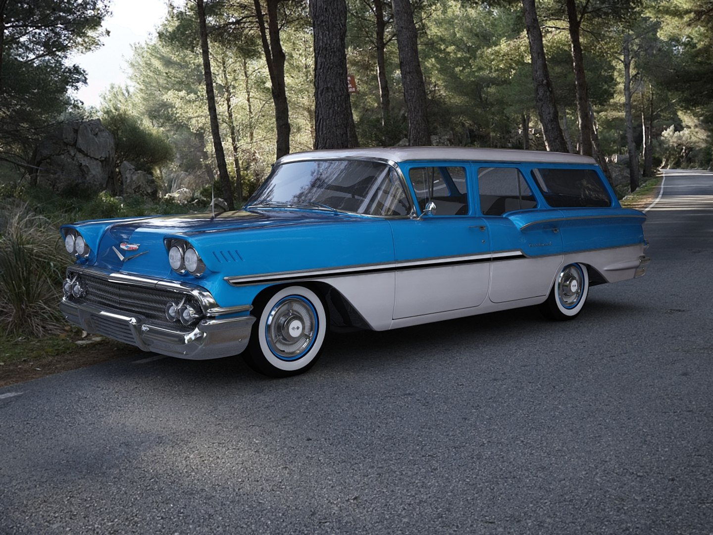 シボレーブルックウッドステーションワゴン19583Dモデル - TurboSquid