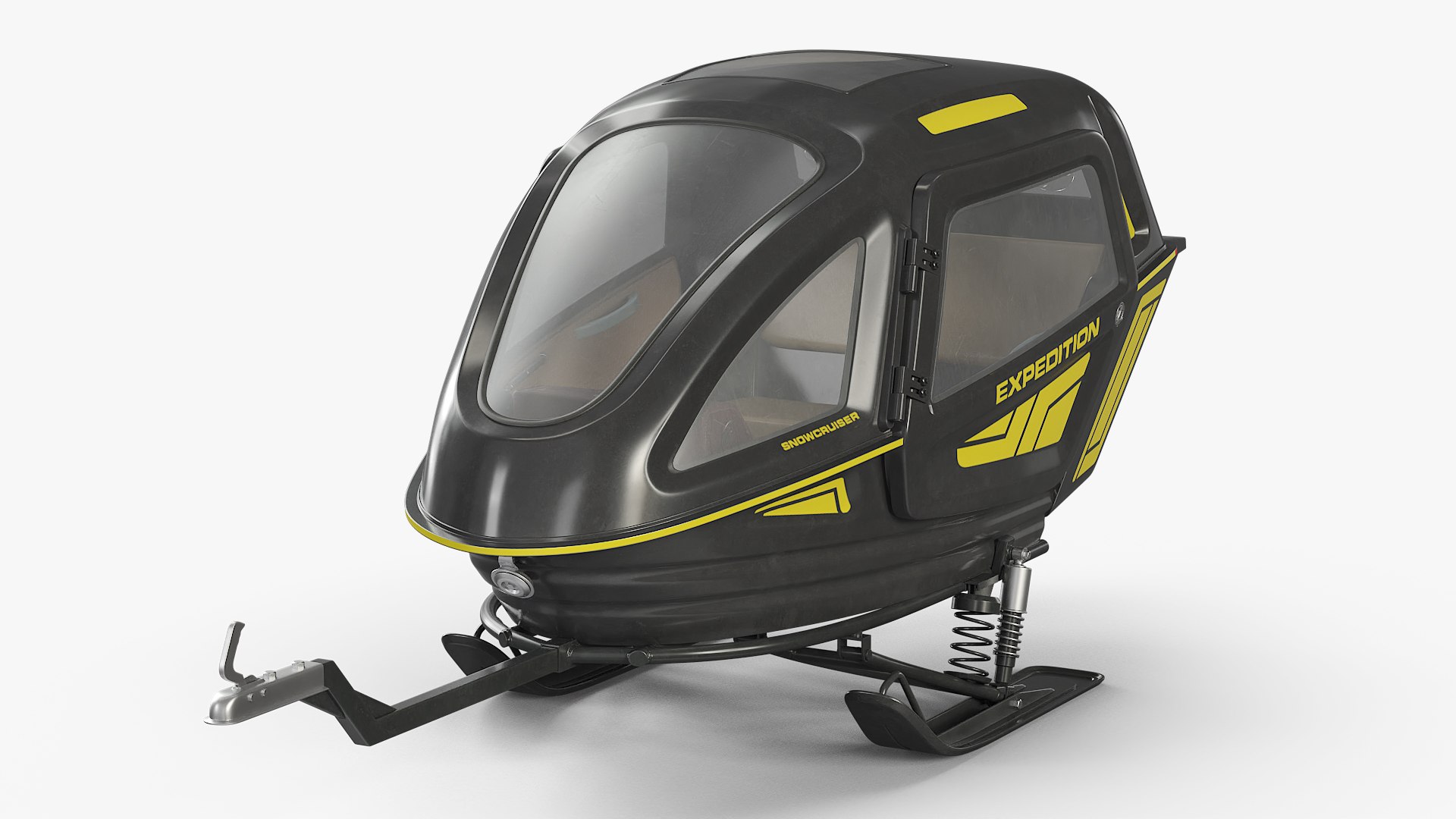 Black Passenger Sled Snowcruiser Expedition 3D model preview