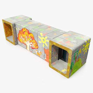 Painted Modular Concrete Shelter Kids Art