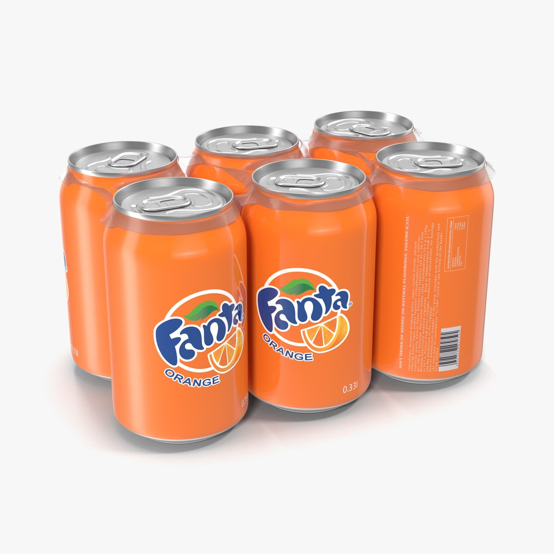 Six Pack of Cans Fanta 3D Model 3D model preview