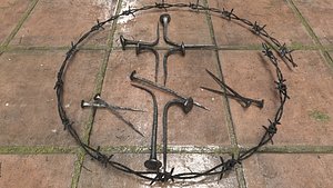 Cross - nails and barbed wire model