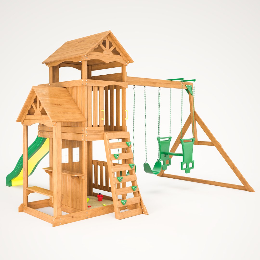 3D Tanglewood Wooden Swing Set TurboSquid 1307368
