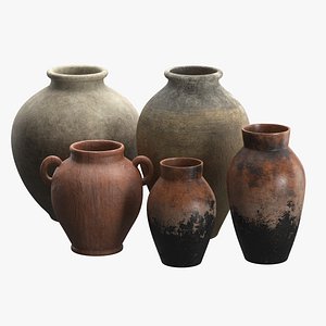 Artisan clay vases set 5