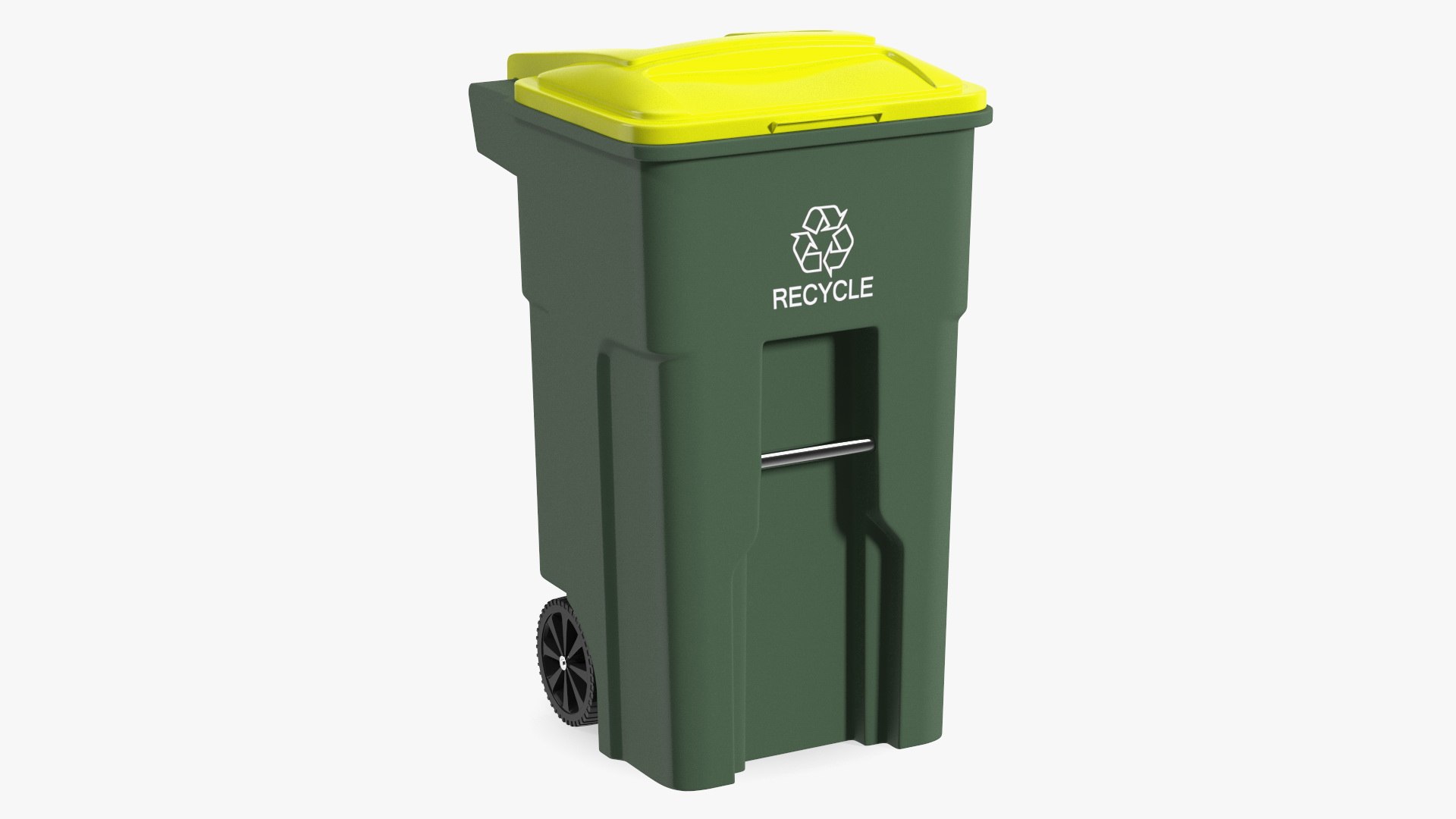Recycling Wheelie Bin Green with Yellow Cover 3D model preview