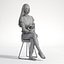 People Woman Asian Emily 005 Casual T-shirt Sitting Low poly