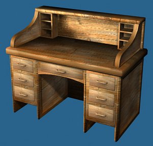 3d wooden writing desk model