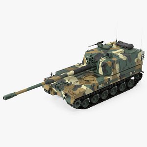 3D K9 Thunder South Korean Howitzer Rigged for Cinema 4D model