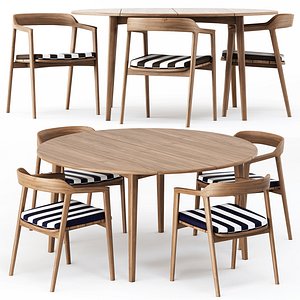 Grasshopper chairs and round table 3D model