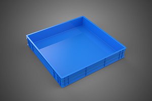 STANDARD SQUARE BLUE SHALLOW PALLET STORAGE PLASTIC CRATE BOX 3D model