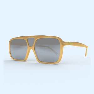 Sun Glass with Gold Frame 3D