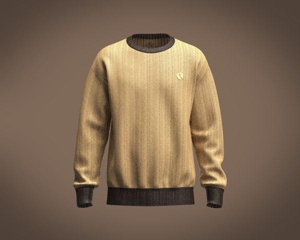 Mens Gold Shiny Mesh knit Crochet Texture sweatshirt 3D model