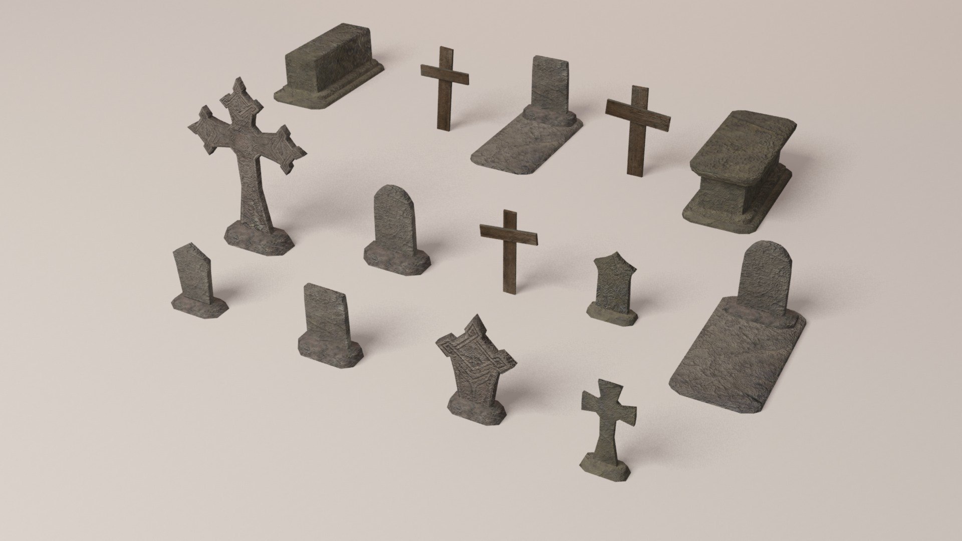 Cemetery Pack - Graveyard Tomb And Graves Collection 3D Model ...