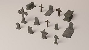Cemetery pack - graveyard tomb and graves collection 3D model