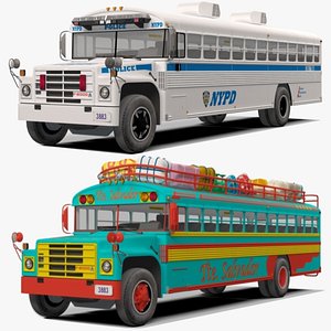 NYPD Bus and Chicken Bus 3D model