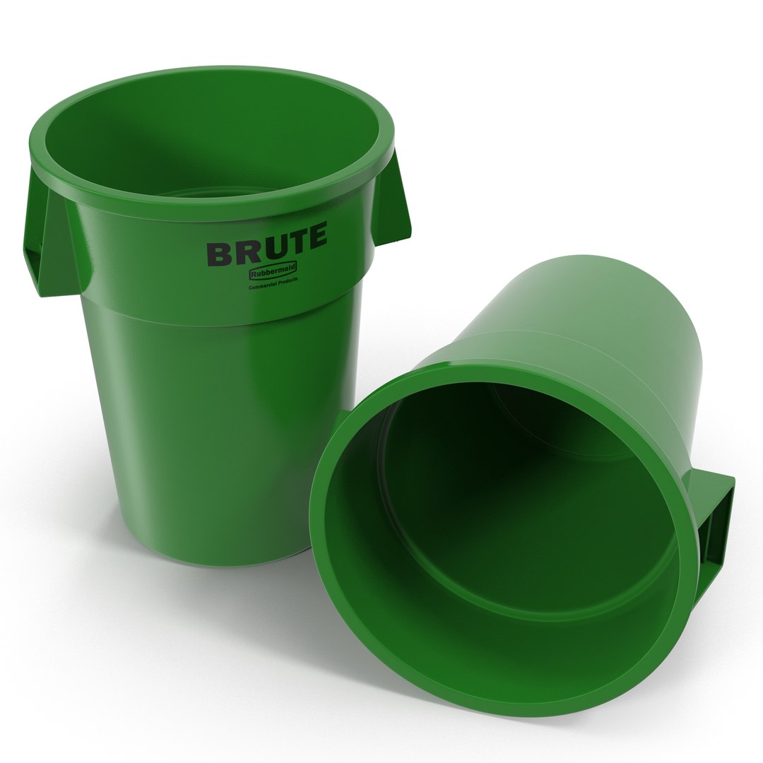 Plastic Garbage Can Green 3D Model 3D model preview