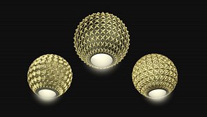 3D model Golden balls lighting