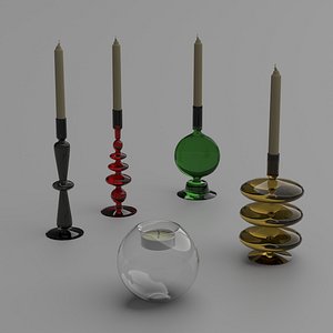 candlesticks candles colored glass 3D
