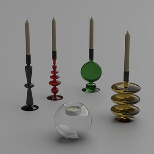 Glass candlesticks and candles