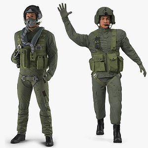 military pilots rigged 3D model