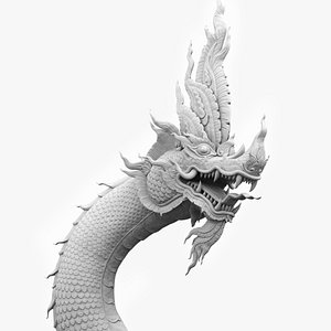 3D Thai Naga Dragon White Curled model